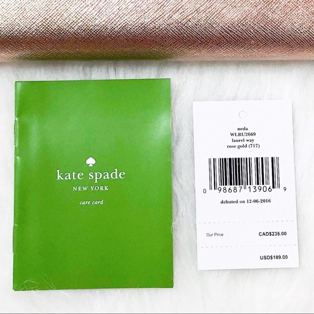 ⚡️HP⚡️Kate Spade Rose Gold Neda Laurel Way Wallet - Picture 8 of 8